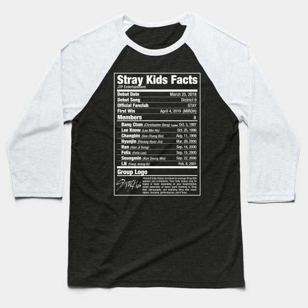 Stray Kids Kpop Nutritional Facts 2 Baseball T-Shirt by skeletonvenus